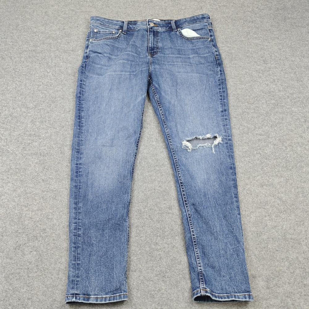 ASOS DESIGN Jeans Mens 36x30‎ Blue Medium Wash Skinny Stretch Distressed Denim